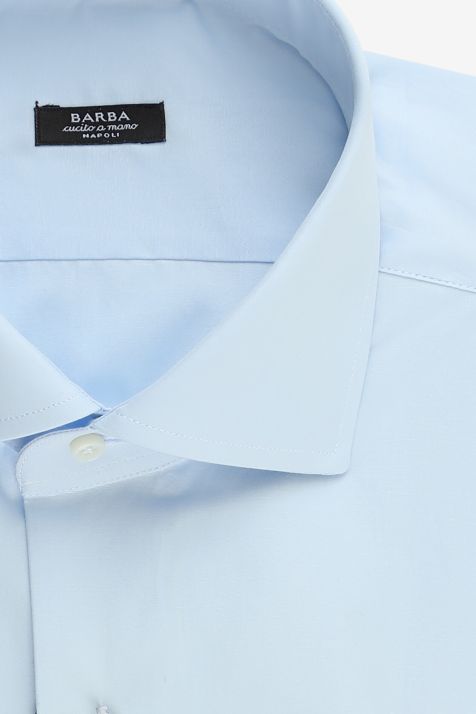 Camicia Uomo Barba Regular Tinta unita 100% cotone collo Francese Manica lunga