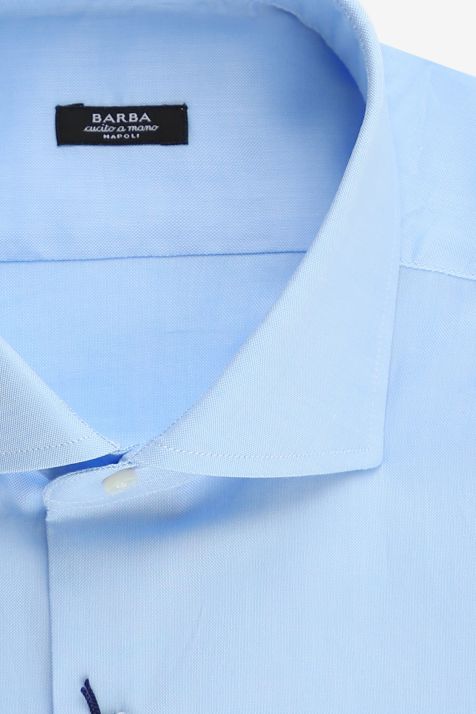 Camicia Uomo Barba Regular Tinta unita 100% cotone collo Francese Manica lunga