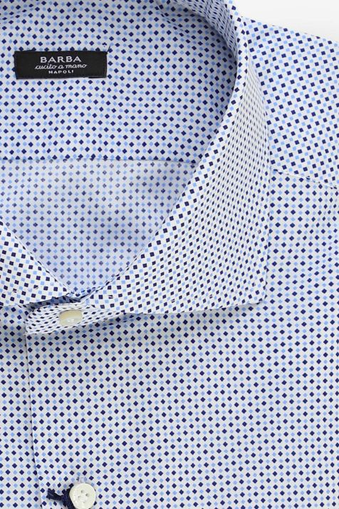 Camicia Uomo Barba Regular Micro disegno 100% cotone collo Francese Manica lunga
