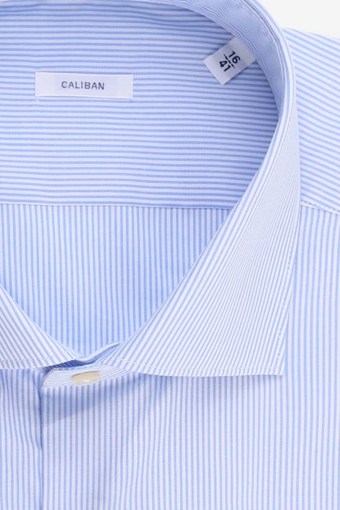 Camicia Uomo Caliban Regular Righe 100% cotone collo Francese Manica lunga