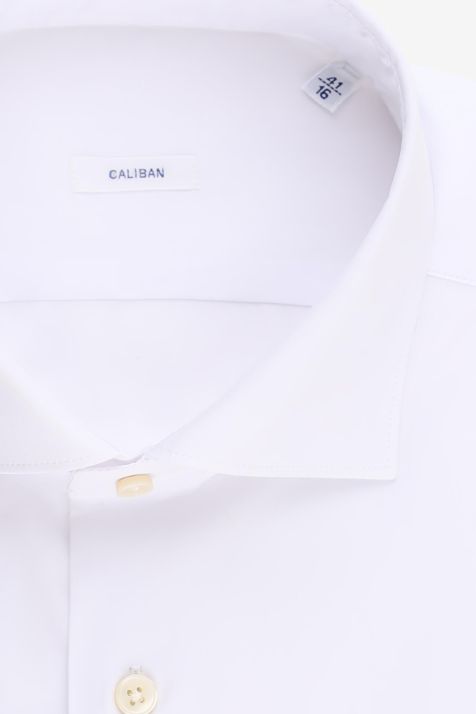 Camicia Uomo Caliban Slim Tinta unita 100% cotone collo Francese Manica lunga