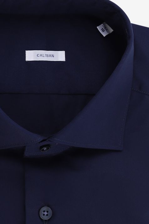 Camicia Uomo Caliban Slim Tinta unita 100% cotone collo Francese Manica lunga