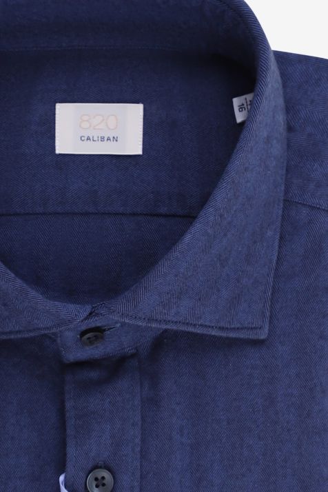 Camicia Uomo Caliban Regular Micro disegno 97% cotone 3% elastan collo Francese Manica lunga