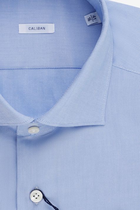 Camicia Uomo Caliban Regular Tinta unita 100% cotone collo Francese Manica lunga