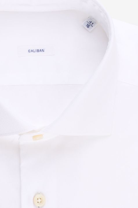 Camicia Uomo Caliban Slim Tinta unita 100% cotone collo Francese Manica lunga