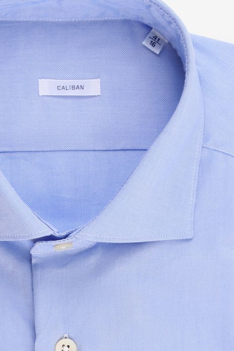Camicia Uomo Caliban Slim Tinta unita 100% cotone collo Francese Manica lunga