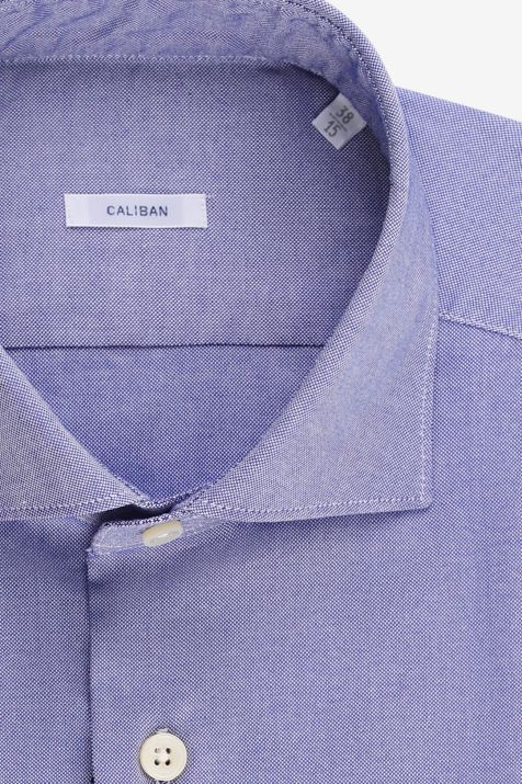 Camicia Uomo Caliban Slim Tinta unita 100% cotone collo Francese Manica lunga