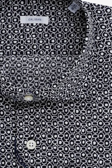 Camicia Uomo Caliban Slim Fantasia 97% cotone 3% elastan collo Francese Manica lunga