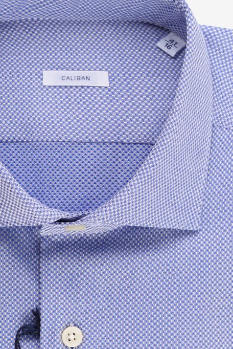 Camicia Uomo Caliban Regular Micro disegno 100% cotone collo Francese Manica lunga