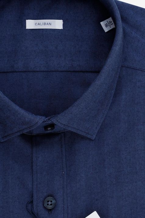 Camicia Uomo Caliban Regular Tinta unita 97% cotone 3% elastan collo Italiano Manica lunga