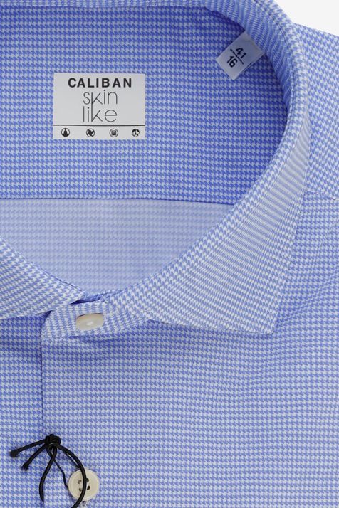 Camicia Uomo Caliban Regular Micro disegno 73% pa 27% ea collo Francese Manica lunga