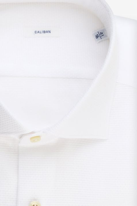 Camicia Uomo Caliban Regular Micro disegno 100% cotone collo Francese Manica lunga