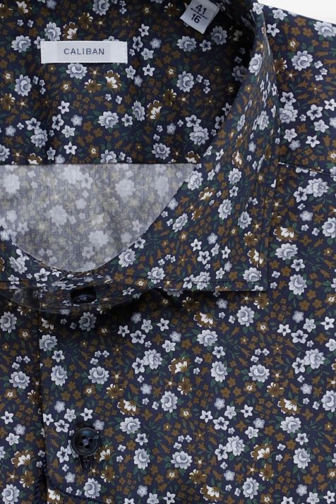 Camicia Uomo Caliban Regular Fantasia 100% cotone collo Francese Manica lunga