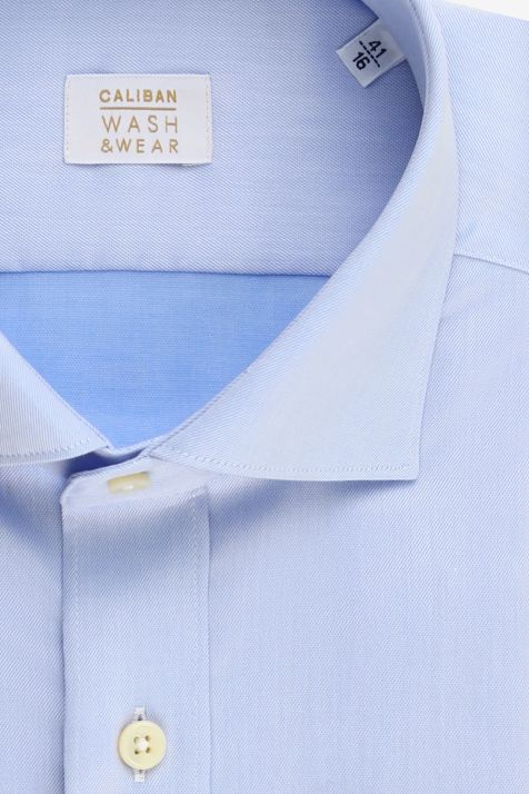 Camicia Uomo Caliban Regular No Stiro Tinta unita 97% cotone 3% Dow XLA collo Francese Manica lunga