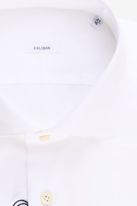 Camicia Uomo Caliban Slim Tinta unita 100% cotone collo Francese Manica lunga