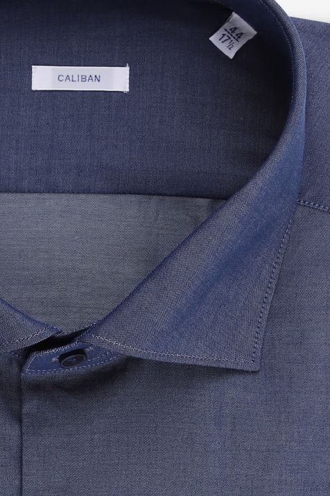 Camicia Uomo Caliban Regular Tinta unita 100% cotone collo Francese Manica lunga
