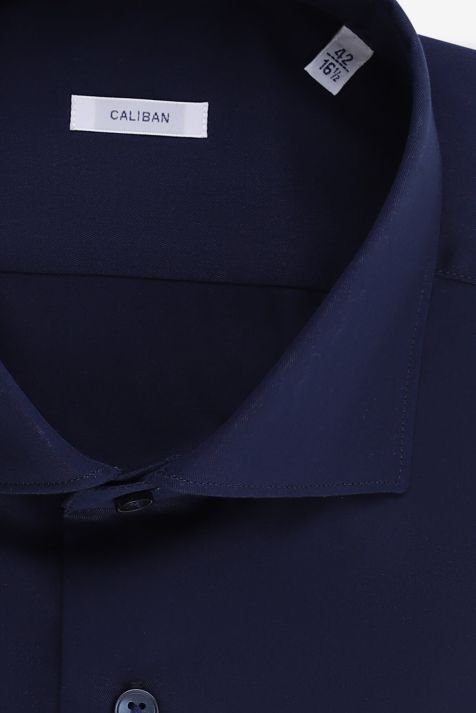 Camicia Uomo Caliban Regular Tinta unita 100% cotone collo Francese Manica lunga