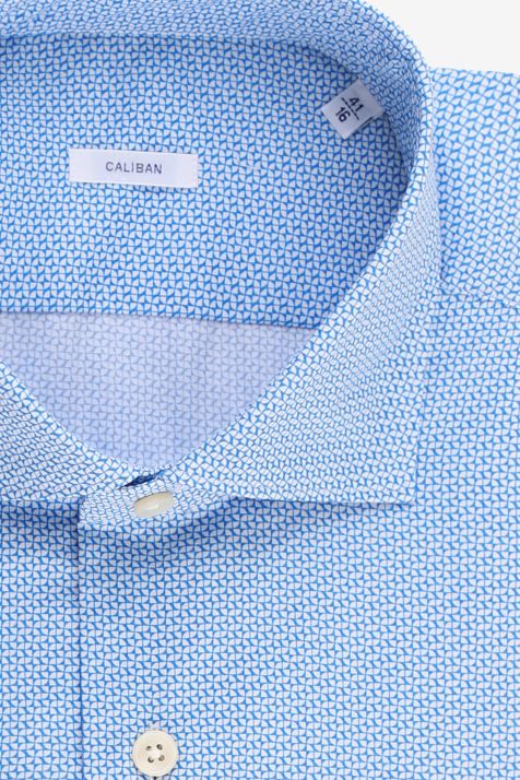 Camicia Uomo Caliban Regular Micro disegno 100% cotone collo Francese Manica lunga
