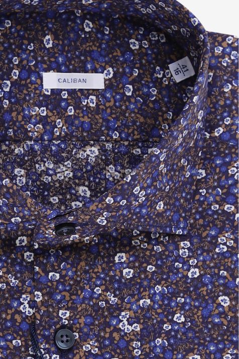 Camicia Uomo Caliban Regular Fantasia 97% cotone 3% elastan collo Francese Manica lunga