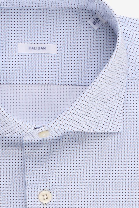 Camicia Uomo Caliban Regular Micro disegno 97% cotone 3% elastan collo Francese Manica lunga