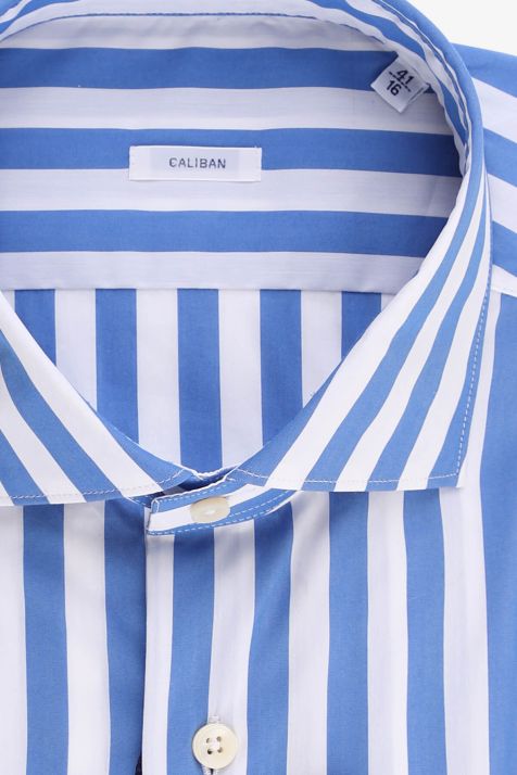 Camicia Uomo Caliban Slim Righe 70% cotone 3% elastan 27% pa collo Francese Manica lunga