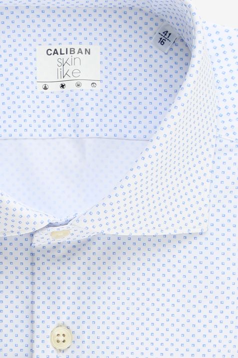 Camicia Uomo Caliban Regular Micro disegno 73% pa 27% ea collo Francese Manica lunga