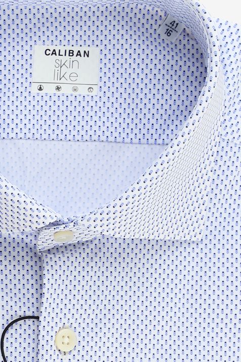 Camicia Uomo Caliban Regular Micro disegno 73% pa 27% ea collo Francese Manica lunga