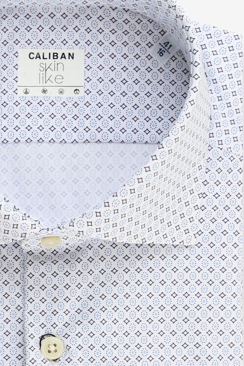 Camicia Uomo Caliban Regular Micro disegno 73% pa 27% ea collo Francese Manica lunga