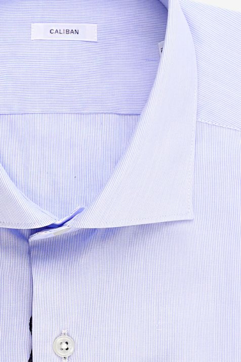 Camicia Uomo Caliban Regular Righe 100% cotone collo Francese Manica lunga