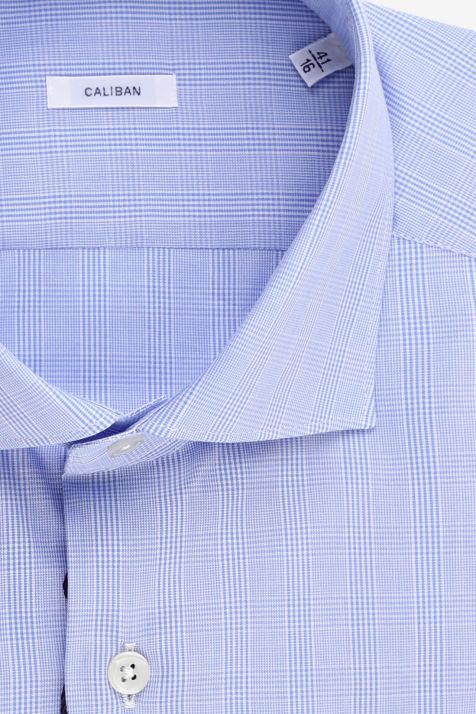 Camicia Uomo Caliban Regular Quadri 100% cotone collo Francese Manica lunga