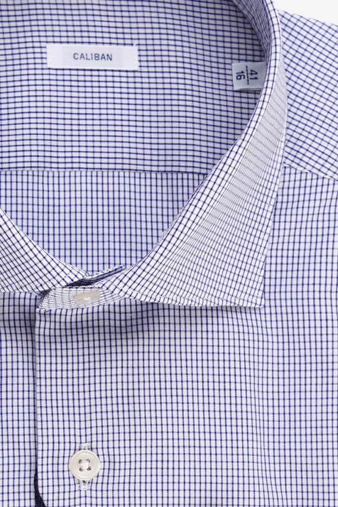 Camicia Uomo Caliban Regular Quadri 100% cotone collo Francese Manica lunga