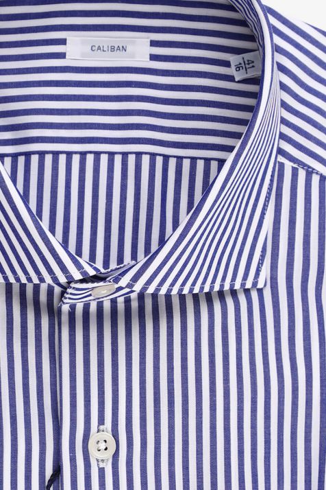 Camicia Uomo Caliban Regular Righe 100% cotone collo Francese Manica lunga