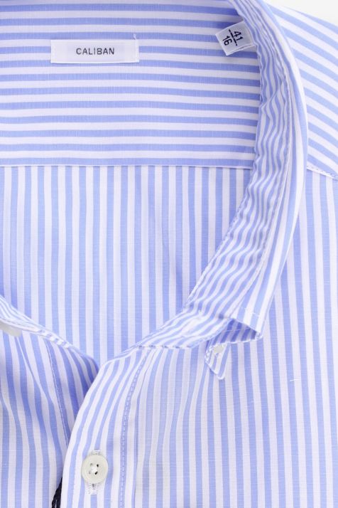 Camicia Uomo Caliban Regular Righe 100% cotone collo Button down Manica lunga