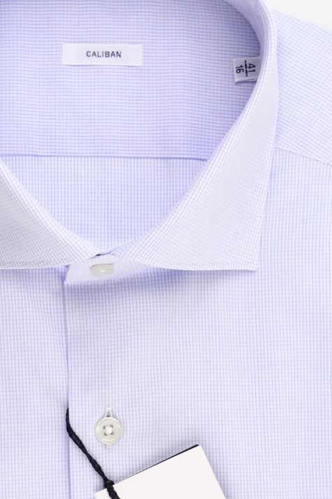 Camicia Uomo Caliban Regular Quadri 100% cotone collo Francese Manica lunga
