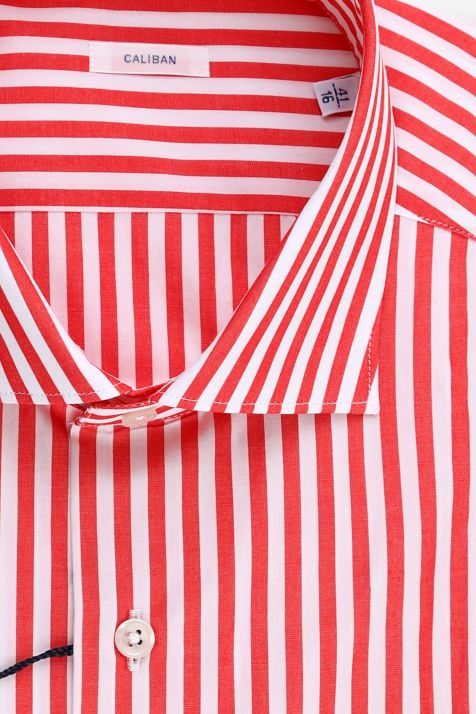 Camicia Uomo Caliban Regular Righe 100% cotone collo Francese Manica lunga