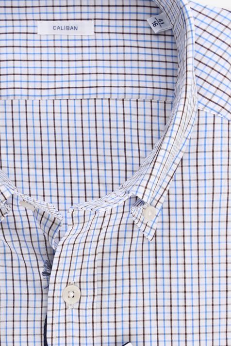 Camicia Uomo Caliban Regular Quadri 100% cotone collo Button down Manica lunga
