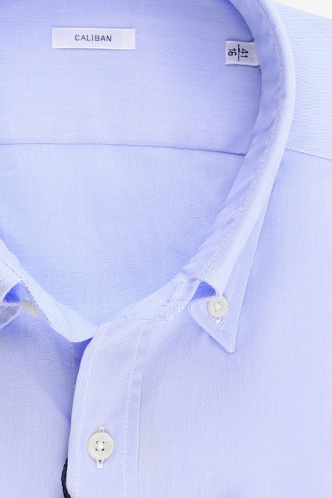Camicia Uomo Caliban Regular Tinta unita 100% cotone collo Button down Manica lunga