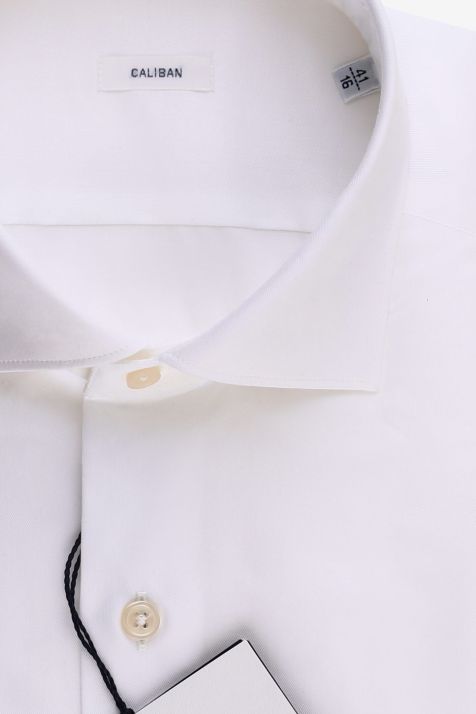Camicia Uomo Caliban Regular Tinta unita 100% cotone collo Francese Manica lunga