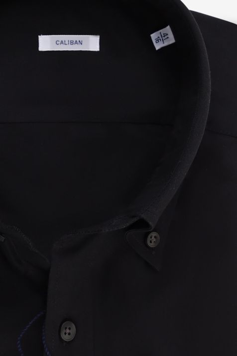 Camicia Uomo Caliban Regular Tinta unita 100% cotone collo Button down Manica lunga
