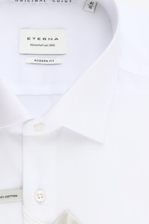 Camicia Uomo Eterna Classic No Stiro Tinta unita 100% cotone collo Francese Manica lunga