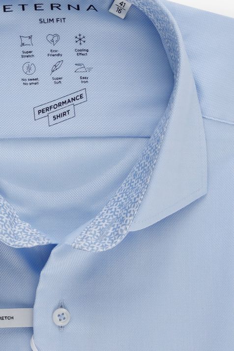Camicia Uomo Eterna Slim Micro disegno 40% cotone 57% pa 3% ea collo Francese Manica lunga
