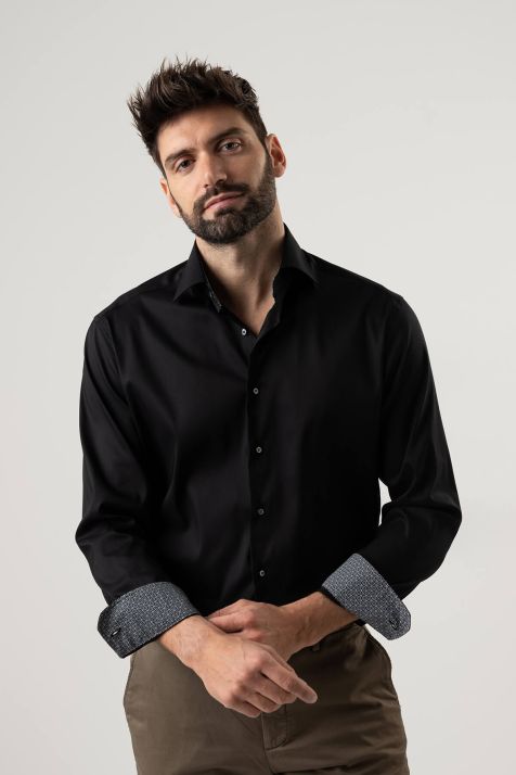Camicia Uomo Eterna Classic Tinta unita 37% cotone 63% Lyocell collo Francese Manica lunga