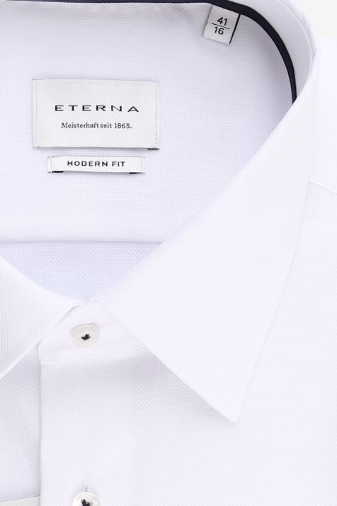 Camicia Uomo Eterna Classic No Stiro Tinta unita 100% cotone collo Italiano Manica lunga