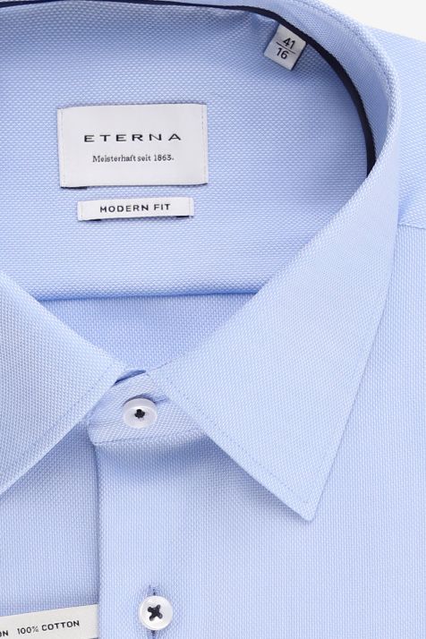 Camicia Uomo Eterna Classic Tinta unita 100% cotone collo Italiano Manica lunga