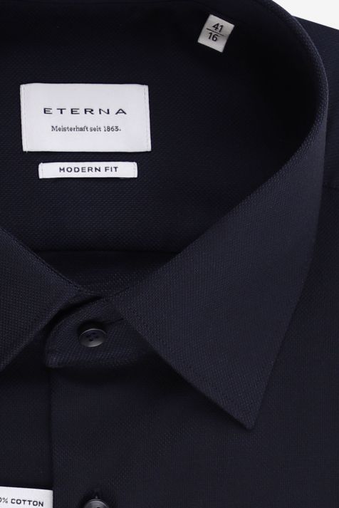 Camicia Uomo Eterna Classic No Stiro Tinta unita 100% cotone collo Italiano Manica lunga