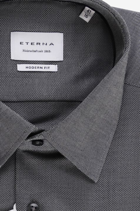 Camicia Uomo Eterna Classic No Stiro Micro disegno 100% cotone collo Italiano Manica lunga