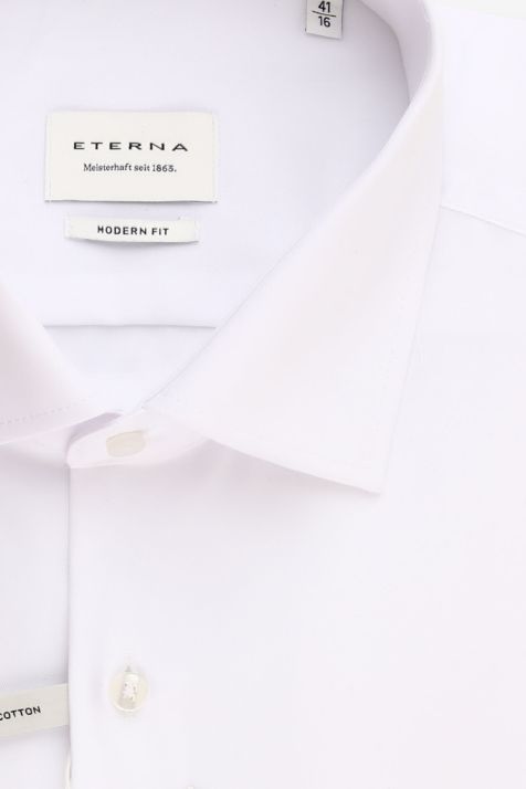Camicia Uomo Eterna Classic No Stiro Tinta unita 100% cotone collo Francese Manica lunga