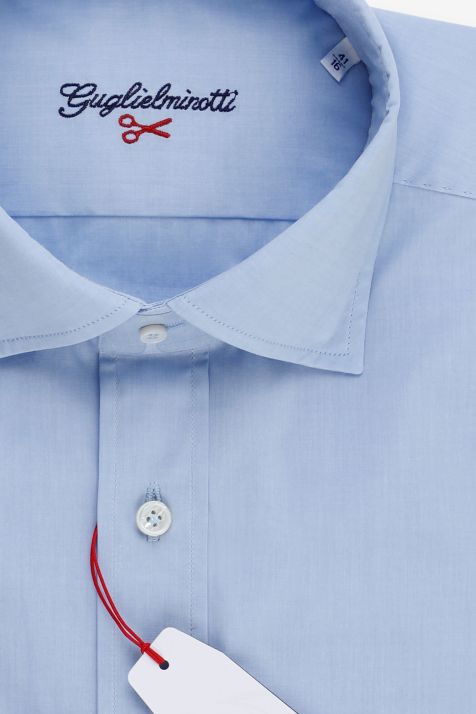 Camicia Uomo Guglielminotti Slim Tinta unita 97% cotone 3% elastan collo Italiano Manica lunga