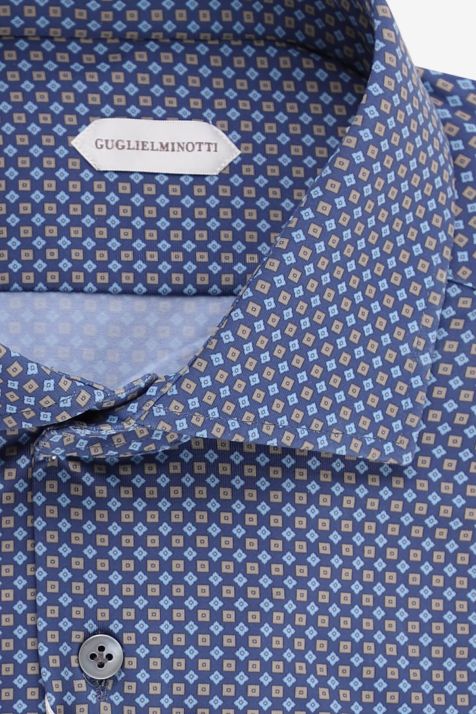 Camicia Uomo Guglielminotti Regular Micro disegno 85% poliammide 15% elastam collo Francese Manica lunga