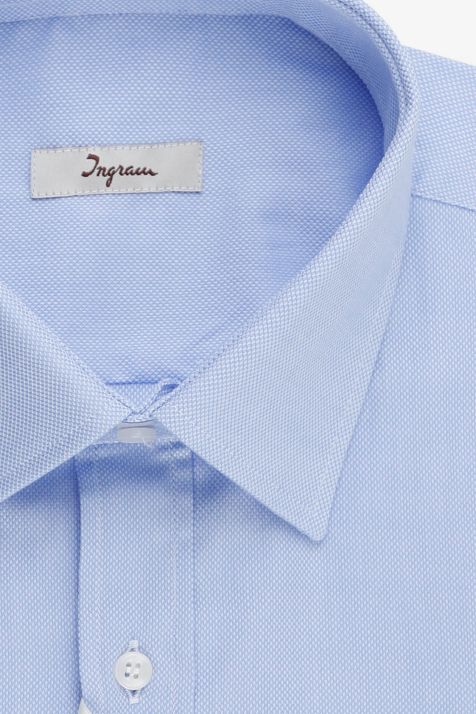 Camicia Uomo Ingram Classic Tinta unita 100% cotone collo Italiano Manica lunga